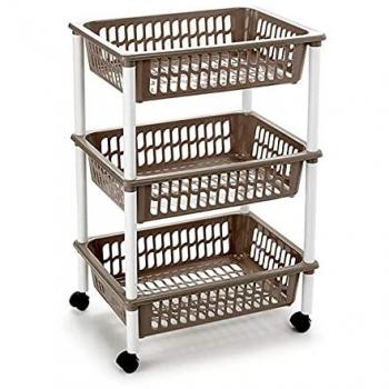 Carrito Verdulero de Cocina Plastic Forte con 3 Alturas y Ruedas para Frutas y Verduras