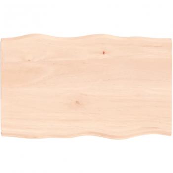 Mesa de madera maciza de roble vivo con borde natural, dimensiones 80x50x2 cm