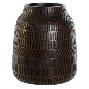 Jarrón Colonial de Resina Marrón y Negro 19 x 19 x 21 cm