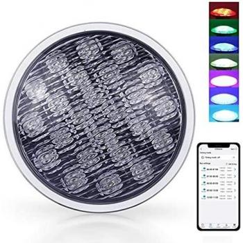 CXhome Luces Sumergibles Piscina 25W 12V RGB PAR56 Iluminacion Piscina Luz LED Impermeable Chips LED IP68 Bluetooth APP Control a Prueba de Agua 32 Efectos de Luz para Piscinas