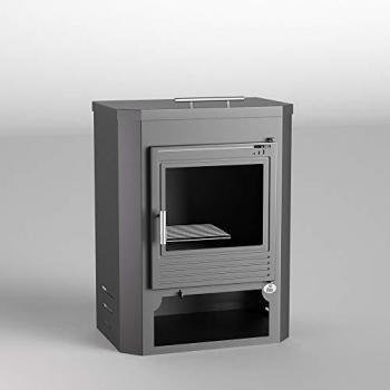 Estufa de Leña Bricosol FM Modelo M-102, potencia calorífica 10 kW, capacidad de calefacción para espacios de hasta 100 m², diseño moderno y eficiente, sistema de combustión limpio, estructura de acero resistente
