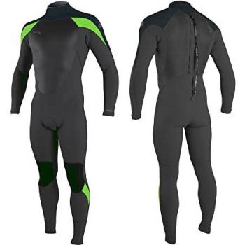 Traje de Neopreno O'Neill Epic 4/3 mm de Manga Larga con Cremallera Trasera para Hombre - Negro Gunmetal Dayglo, Capas Térmicas Cálidas y Easy Stretch