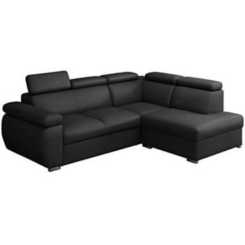 Sofá rinconero Columbus 161, gris, con función de descanso y caja de ropa de cama, dimensiones 260 x 85 x 200 cm
