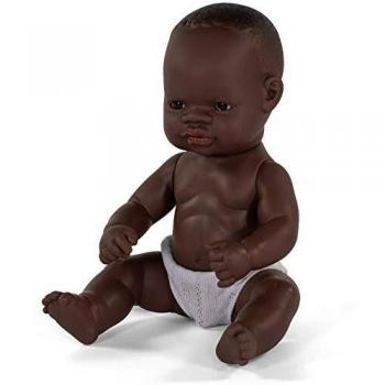 Miniland- Baby Africano Niño 32cm. Muñeco, Color Piel