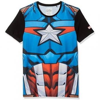Meroncourt Marvel Comics Captain America Sublimation T-Shirt, Camiseta para Hombre, Azul