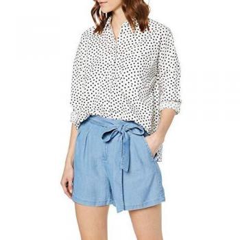 Vero Moda Women's Loose Fit Denim Shorts with Belt, Model VMMIA, Light Blue, 100% Recycled