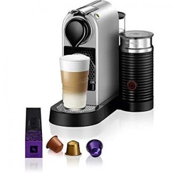 Krups Nespresso Citiz & Milk XN761B - Cafetera de cápsulas monodosis, con 19 bares de presión, thermoblock, capacidad 1L, función automática con botones retroiluminados, con Aeroccino, color Plata