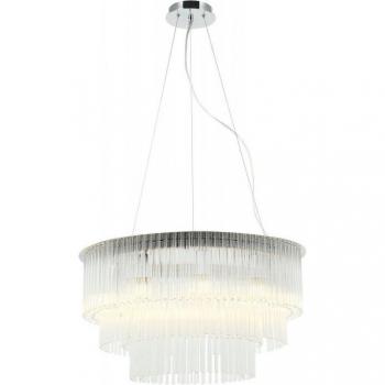 Lámpara colgante Panama Chrome 9 bombillas 32cm, lámpara de techo colgante de cristal cromado de 9 luces