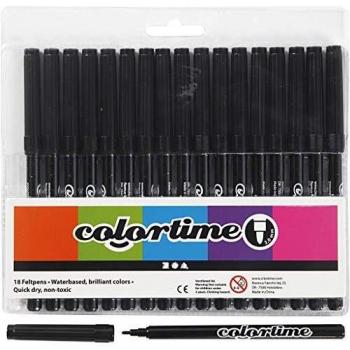 Marcadores Colortime, Punta 2mm, Negro, 18 Piezas