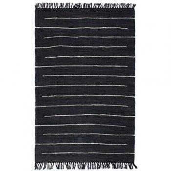 vidaXL Alfombra Tejida a Mano Chindi Algodón Decoración Casa Jardín Bricolaje Estera Moqueta Flexible Suave al Tacto Moderna Antracita 160x230cm