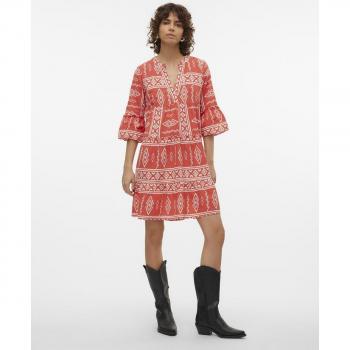 Vero Moda Vestido corto de algodón orgánico color rojo (10225127)