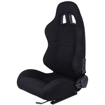 MODAUTO Asiento Deportivo Coche,Semibaquet Ajustable,de Tela,Adaptable para Coches,Ríeles incluidos,Conductor y Pasajero,para Coche y Simulador de Conducción,Modelo N100L,Negro