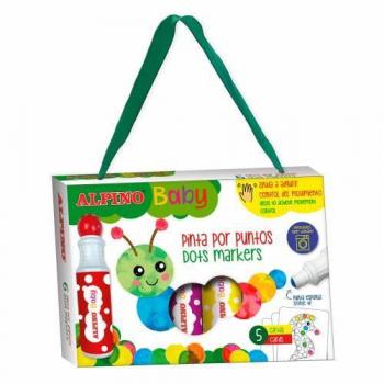 Rotulador Alpino Baby Dot Marker, Pack de 6 Colores Surtidos, para Bebés, Tamaño 18x3x12 cm