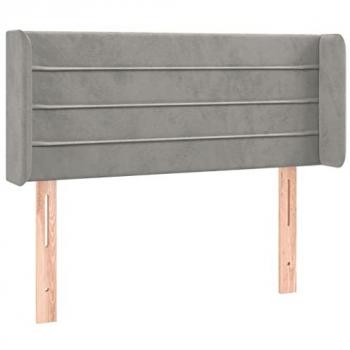 Cabecero con LED de terciopelo gris claro 93x16x78/88 cm