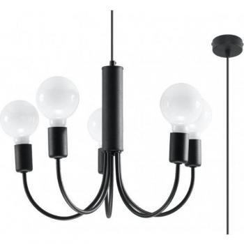 Lámpara Colgante Piccolo 5 Luces E27 Acero Negro 100cm Sollux Lighting