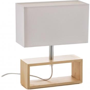Lámpara de mesa Lamkur Faxa, rectangular, natural/blanca, con pantalla natural, 1x E14
