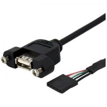 StarTech.com 91cm USB 2.0 Panel Mount Cable - 5 Pin Motherboard IDC Header to USB A Female - High Speed Black Cable - Lifetime Warranty