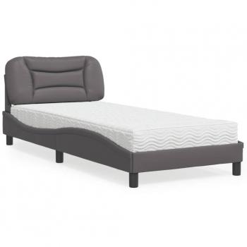 Cama con colchón gris 80x200 cm en cuero sintético Vidaxl