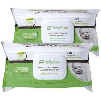 Toallitas Limpiadoras Bio para Bebés Babysoin - Paquete Doble de 70 Unidades