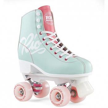 Rio Roller Quad Patines 4 Ruedas Script Teal-Coral L, Unisex Adulto, Multicolor (Teal/Coral), Talla 43 EU