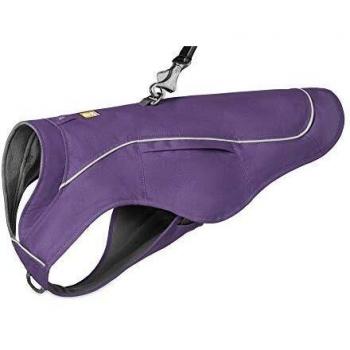 RUFFWEAR Combo Abrigo y Arnés Overcoat Fuse 2 en 1, Chaqueta con Forro de Vellón para Perros - Morado Salvia, XL