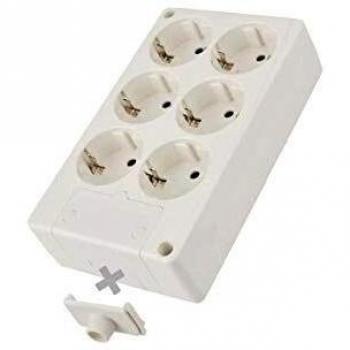 Solera 8106 - Base bipolar de 6 tomas, con T/T lateral 16A 250V. Material LH, blanco.