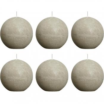 vidaXL Bolsius Vela de Bola Rústica 80 mm Set de 6 Piezas Guijarro Gris