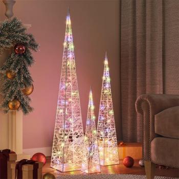 Cono de Luz LED Decorativo Acrílico Multicolor 60/90/120 cm con opciones de color Azul, Blanco cálido y Blanco frío