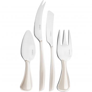 BUGATTI GLAU-021F36/4 Glamour - Juego de 4 Cuchillos para Queso, Acero y plástico