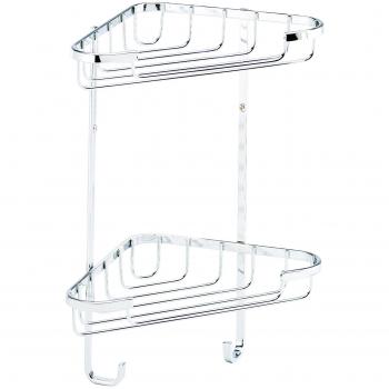 Croydex QM260841 Small Chrome 2-Tier Corner Basket Shower Caddy, 5 Year Rust Free Guarantee