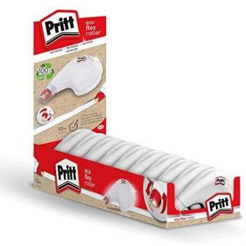 Rodillo corrector Pritt Compact Flex con punta flexible y función push-pull, se puede escribir encima inmediatamente, ancho aprox. 4,2 mm, longitud aprox. 10 m, juego con 10 rodillos