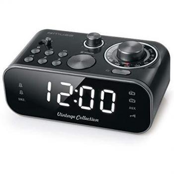 Radio Reloj Despertador MUSE M-18CRB Color Negro, Alarma Dual, Vintage