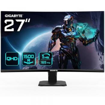 Monitor Curvo Gigabyte GS27QC 27 Quad HD 2560 x 1440 Pixeles, VA, 165Hz, 1ms, FreeSync Premium, Negro