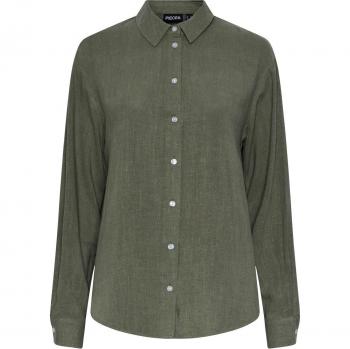 Camisa de Manga Larga Oversized para Mujer Vinsty en Verde Oliva