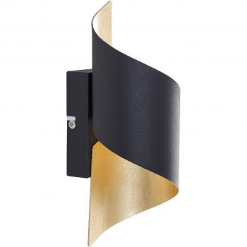 Aplique de pared moderno Lindby Desirio, negro y dorado, 24 cm, metal, 1 llama G9