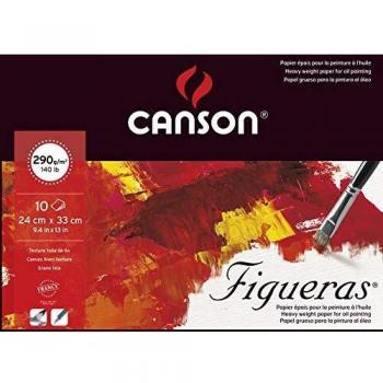 Canson Figueras Oil & Acrylic 290gsm paper pad including 10 sheets, size:33x24cm, canvas-like texture