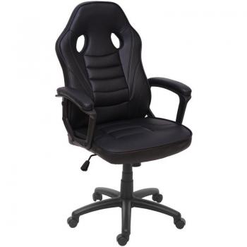 Silla de Oficina Gaming Ergonómica con Ruedas, Giratoria y Altura Regulable, Sintético Negro 04_0001839