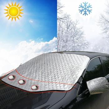 FEZZ Protector Parabrisas Coche Nieve Hielo Crema Magnético Solar UV con Cubierta de Espejo Lateral Parasol 167*126cm Tamaño grande para SUV mediano y grande
