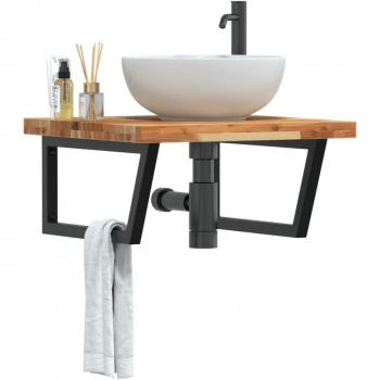 Estante de lavabo de pared acero y madera maciza de acacia vidaXL