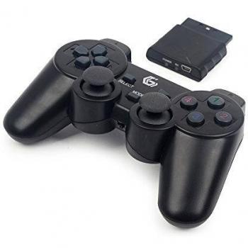 Gembird Gamepad Inalámbrico de Vibración Dual Compatible con PC, Playstation 2 y Playstation 3 - Modelo JPD-WDV-01 en Negro