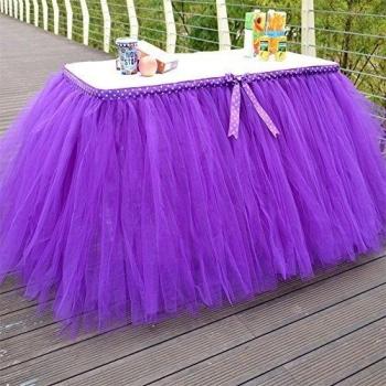 hangnuo hecho a mano lazo Nylon Net Yarn cumpleaños para mesa de Navidad gamuza de falda para postre decoración para boda fiesta, tela, Morado, 3yd
