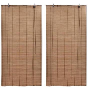 Estor enrollable de bambú 2 unidades marrón 150x220 cm