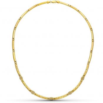 Gargantilla Oro 18k Mujer 45 Cm Rectangular Tallado Liso Mate Brillo Mosquetón
