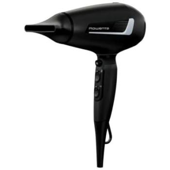 Secador de Pelo Rowenta Pro Expert CV8810F0, 2100W, Motor AC, Hasta 126 km/h, 3 Temperaturas y 2 Velocidades, Boquilla Concentradora, Negro y Plata