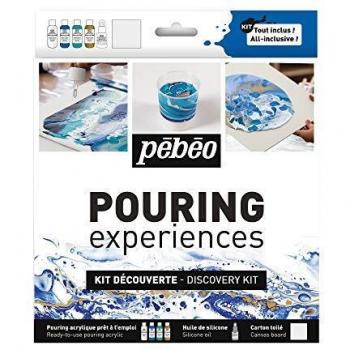 Kit de Descubrimiento Pouring Acrílico Pebeo - 4 x 59ml + Silicona 50ml