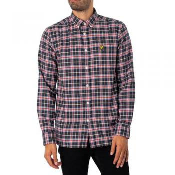 Lyle & Scott Men's Blue Smoke Check Flannel Shirt - Extra Large