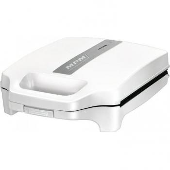 MPM MOP-35 Sandwichera Eléctrica, Capacidad para 4 Sandwiches, Placas Antiadherentes en Forma de Triángulo, Control Automático de Temperatura, Diseño Compacto, Color Blanco