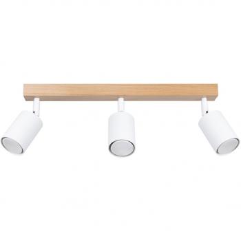 Foco de techo moderno Sollux Verdo, barra de madera blanca, 3 luces GU10