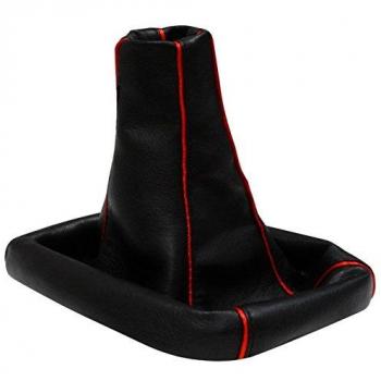AERZETIX: Funda para palanca de cambios de piel sintética negro/rojo