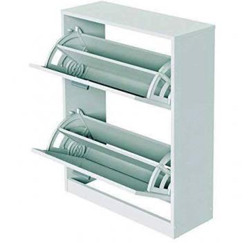 Suarez H329-BCJ - Zapatero con 2 baldas, Madera contrachapada, Blanco, 82 x 60 x 24,2 cm